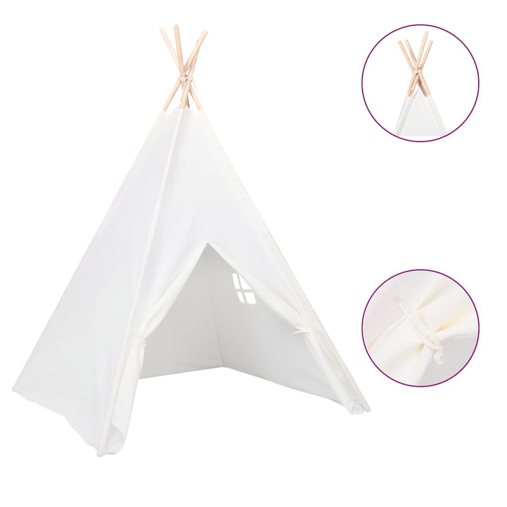 Kinder Tipi-Zelt mit Tasche Pfirsichhaut Weiß 120x120x150 cm