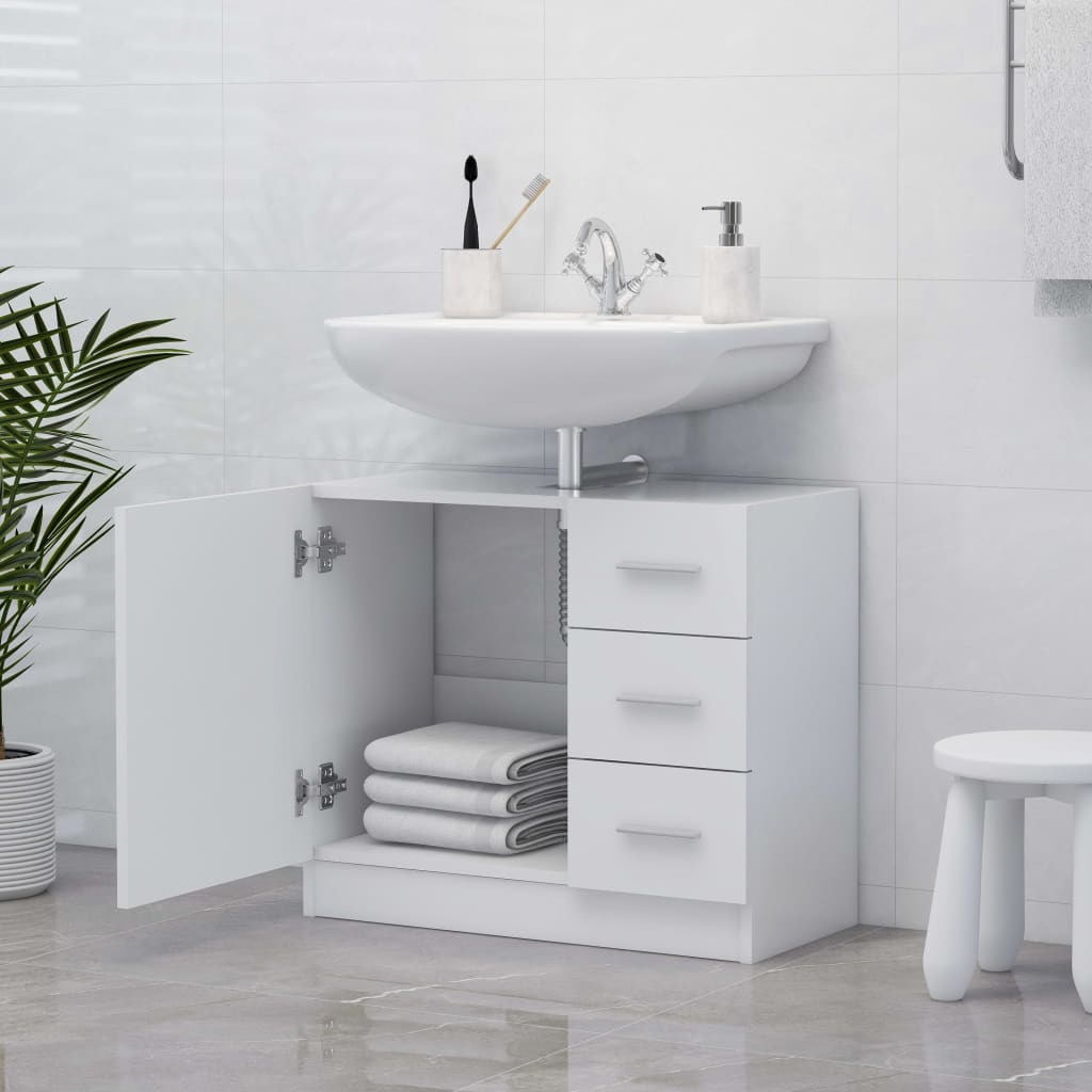 Washbasin Cabinet White 63x30x54 cm Wood Material