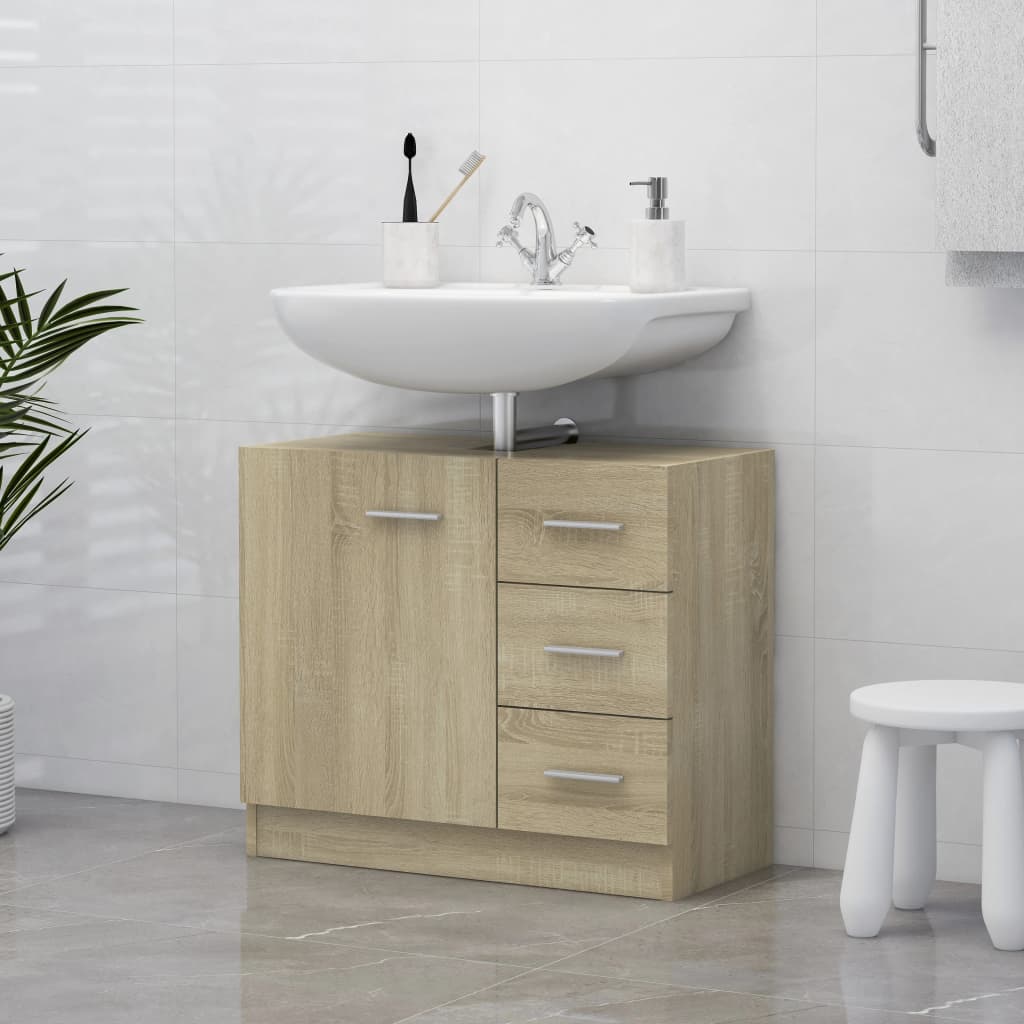 Washbasin base cabinet Sonoma oak 63x30x54 cm wood material