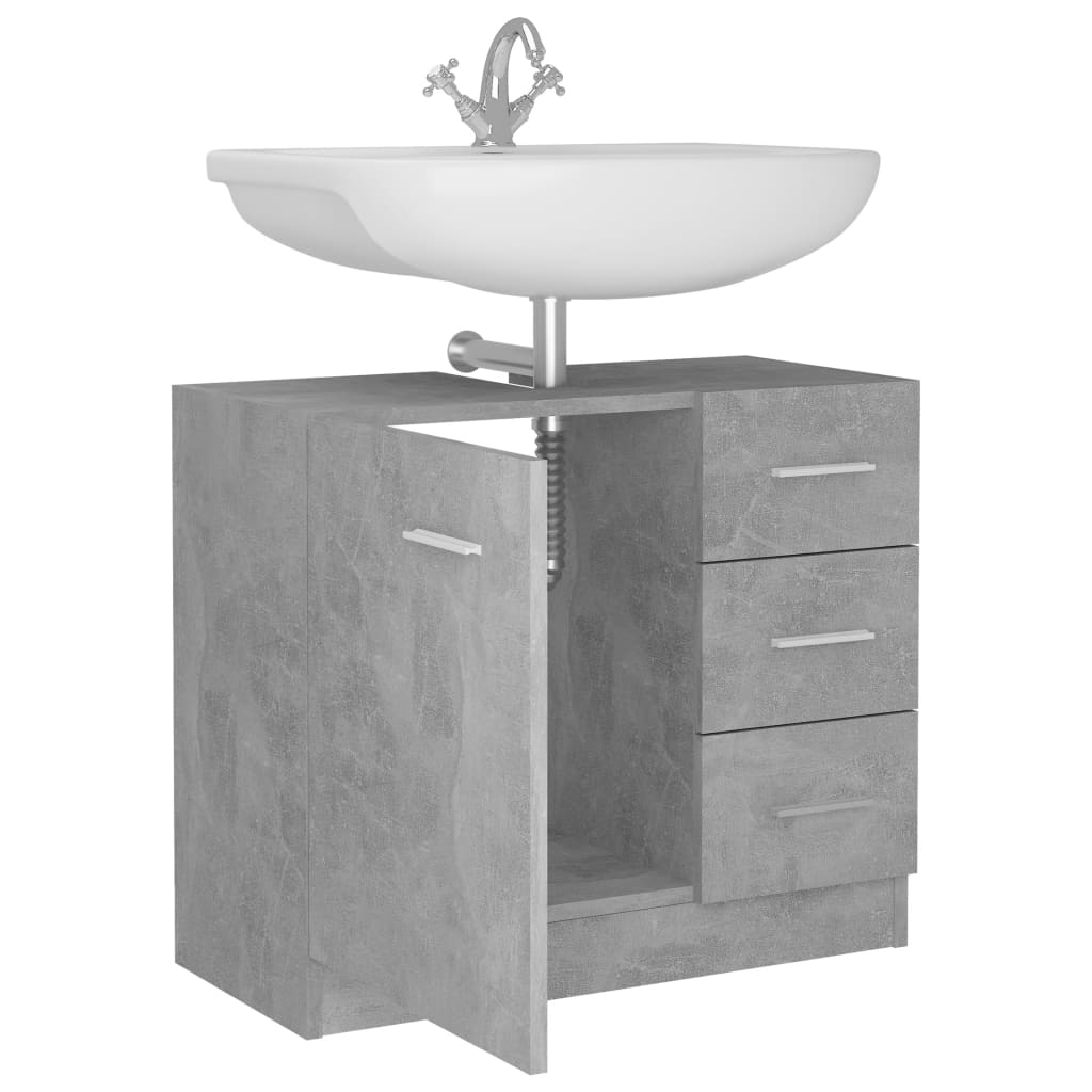 Washbasin base cabinet concrete grey 63x30x54 cm wood material