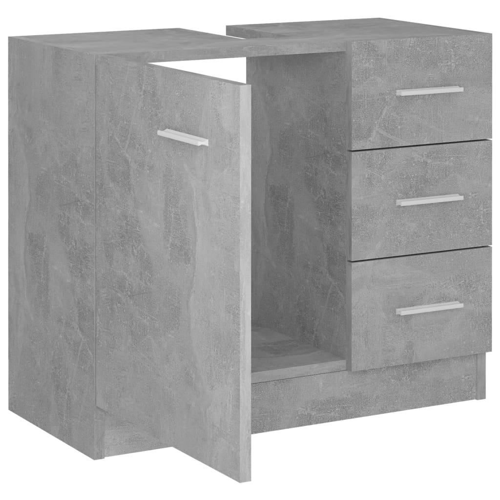 Washbasin base cabinet concrete grey 63x30x54 cm wood material