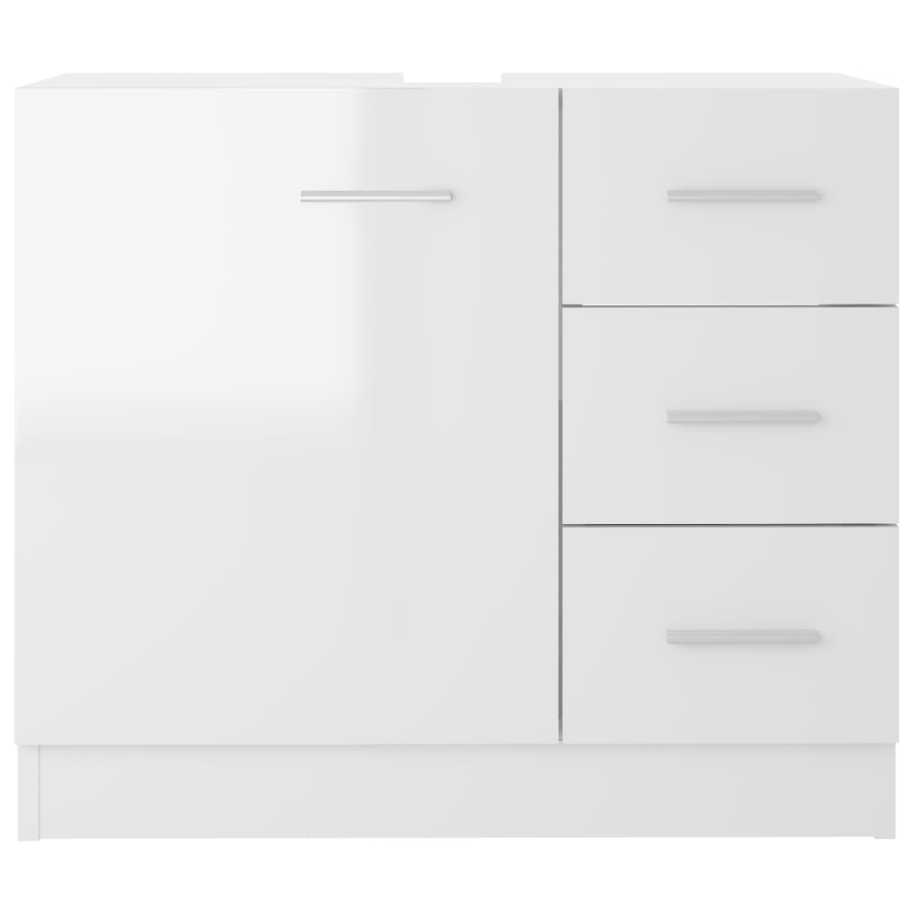 Washbasin base cabinet high-gloss white 63x30x54 cm chipboard