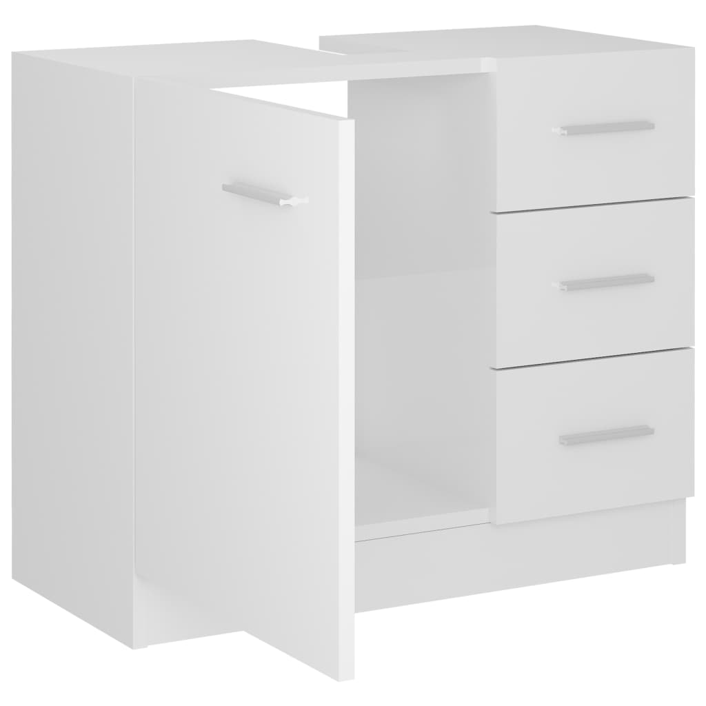 Washbasin base cabinet high-gloss white 63x30x54 cm chipboard