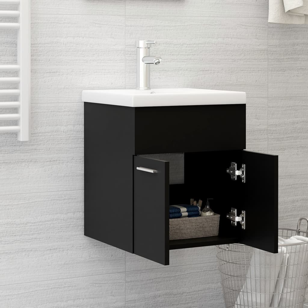 Washbasin Cabinet Black 41x38.5x46 cm Wood Material