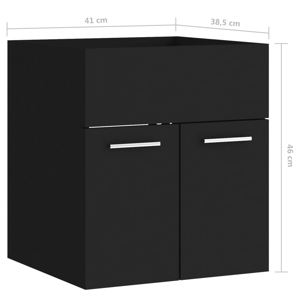 Washbasin Cabinet Black 41x38.5x46 cm Wood Material