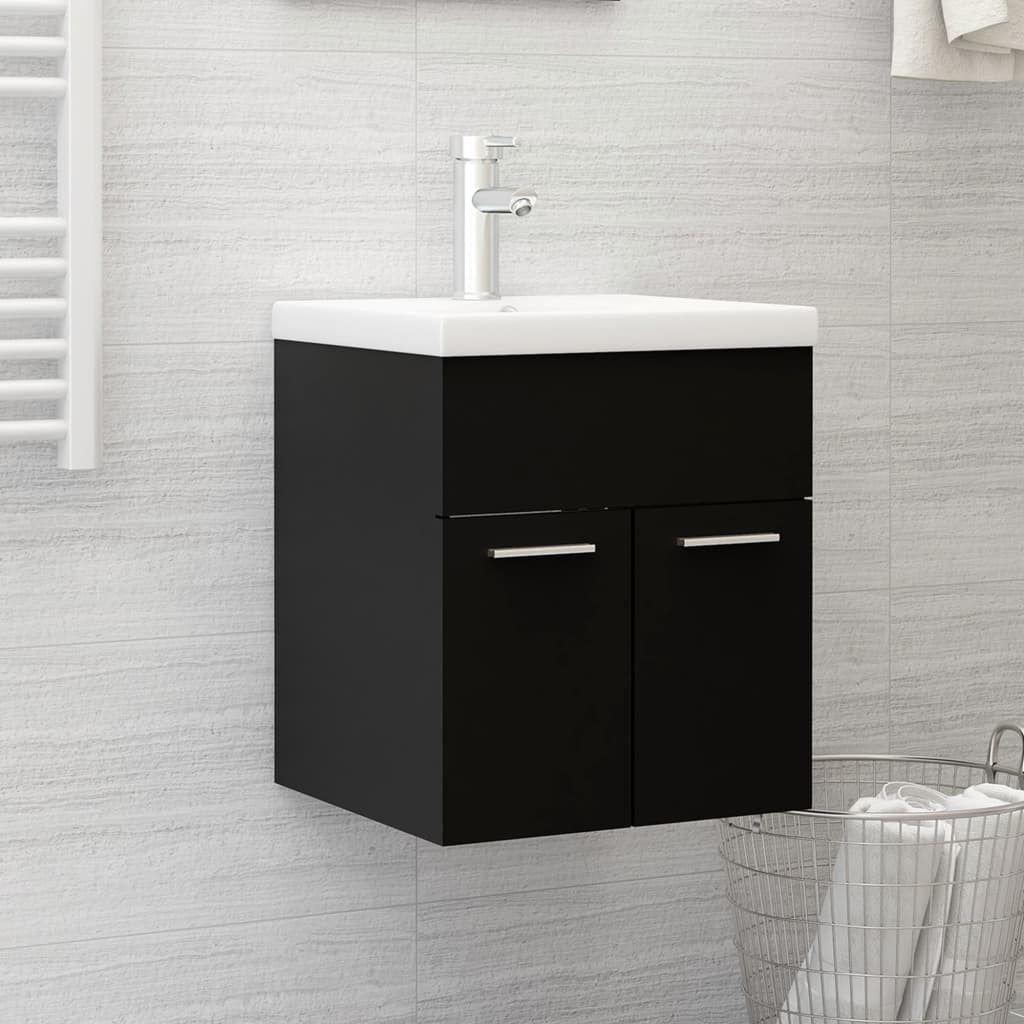 Washbasin Cabinet Black 41x38.5x46 cm Wood Material