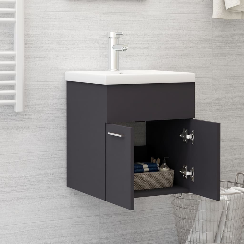 Washbasin Cabinet Grey 41x38.5x46 cm Wood Material