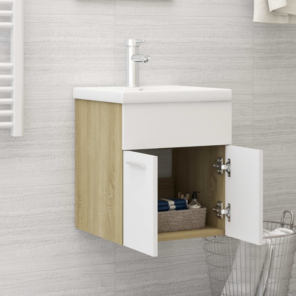 Washbasin Cabinet White Sonoma Oak 41x38.5x46 cm