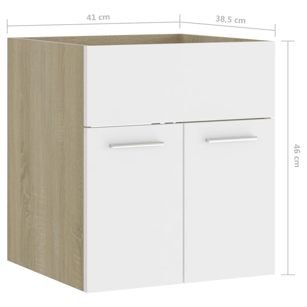 Washbasin Cabinet White Sonoma Oak 41x38.5x46 cm