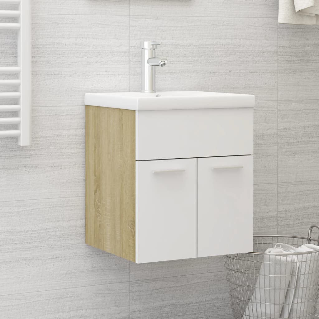 Washbasin Cabinet White Sonoma Oak 41x38.5x46 cm