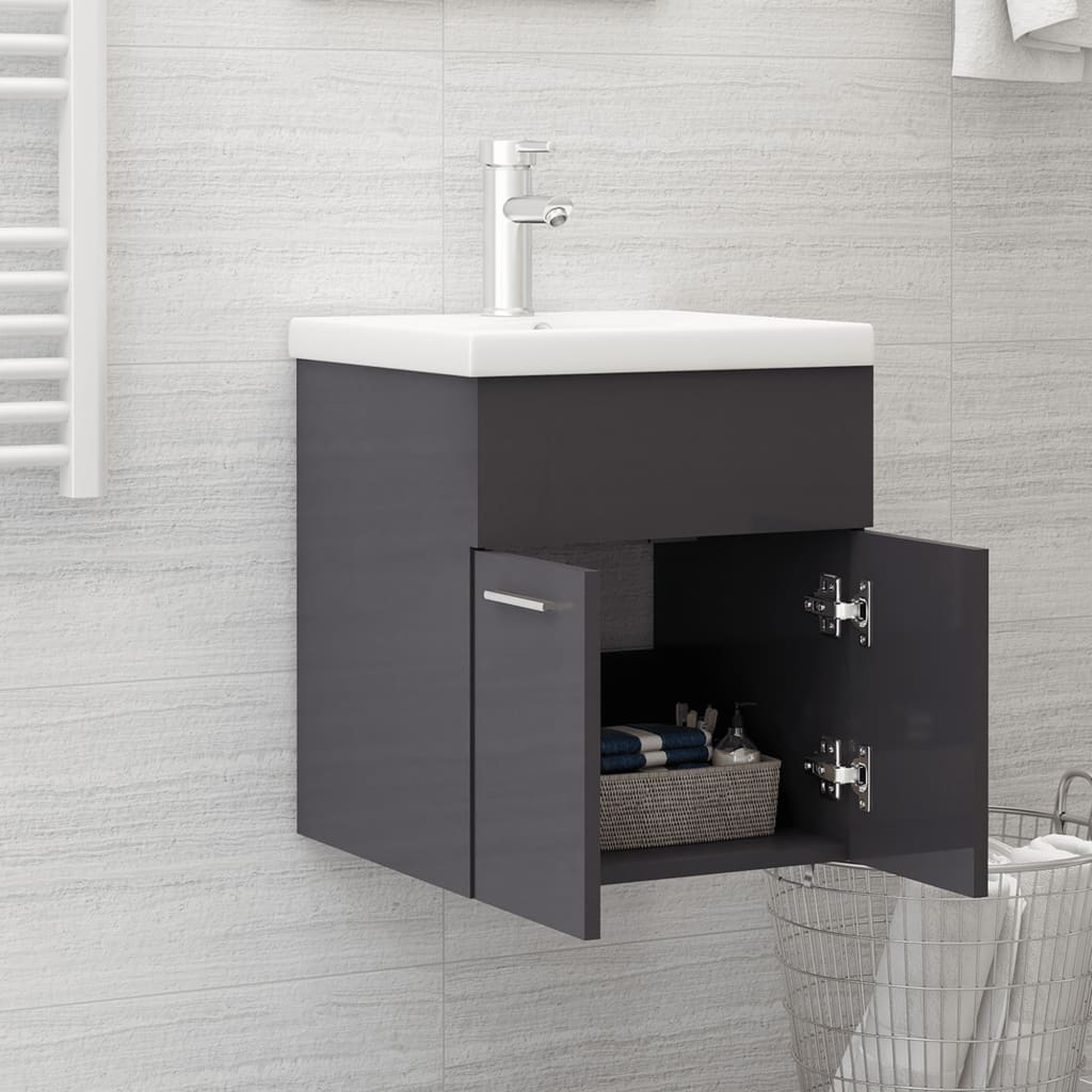 washbasin base cabinet high-gloss gray 41x38.5x46cm