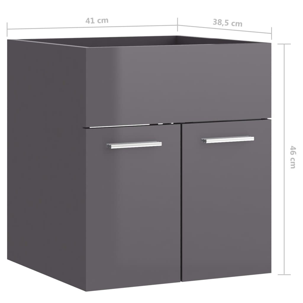 washbasin base cabinet high-gloss gray 41x38.5x46cm