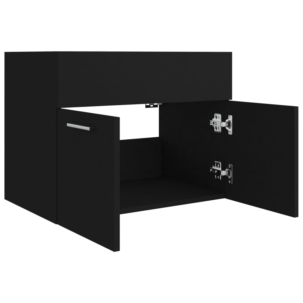 Washbasin Cabinet Black 60x38.5x46 cm Wood Material