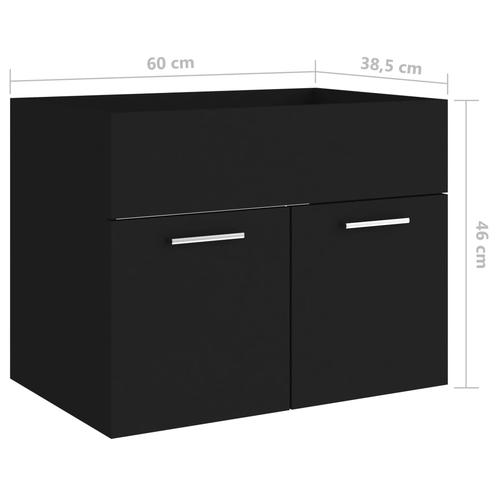 Washbasin Cabinet Black 60x38.5x46 cm Wood Material