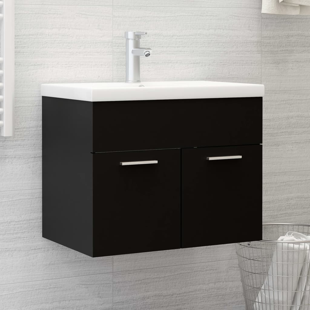 Washbasin Cabinet Black 60x38.5x46 cm Wood Material