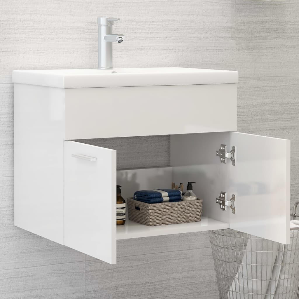 washbasin base cabinet high-gloss white 60x38.5x46cm