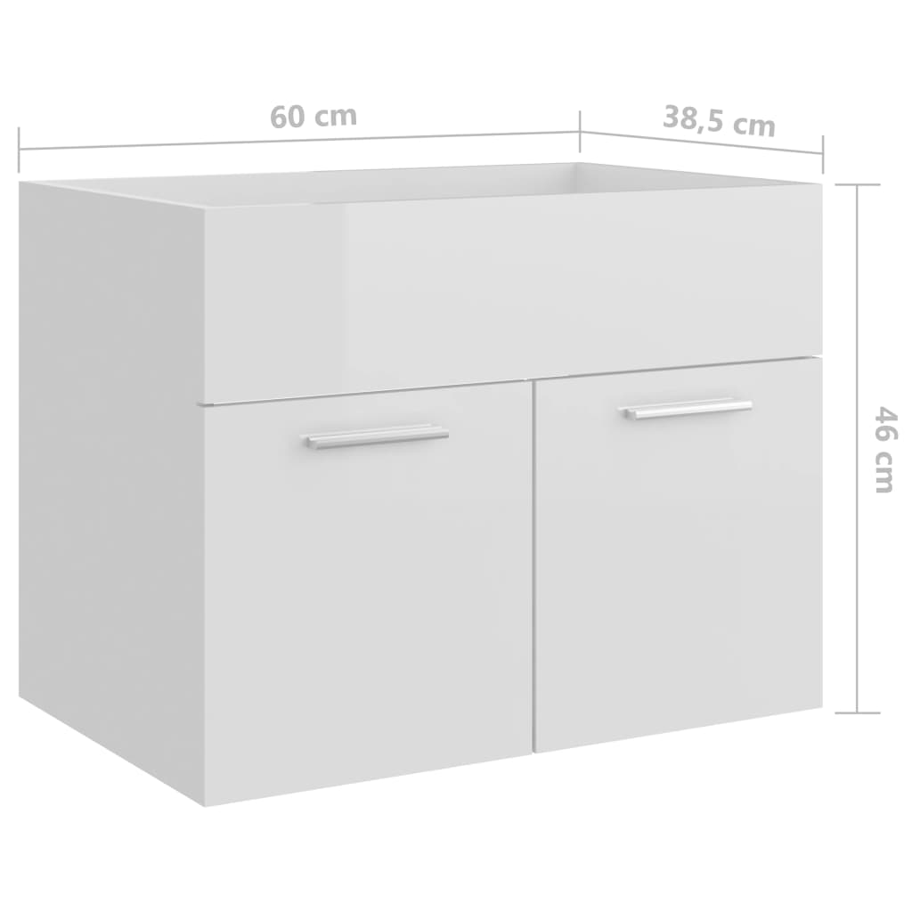 washbasin base cabinet high-gloss white 60x38.5x46cm