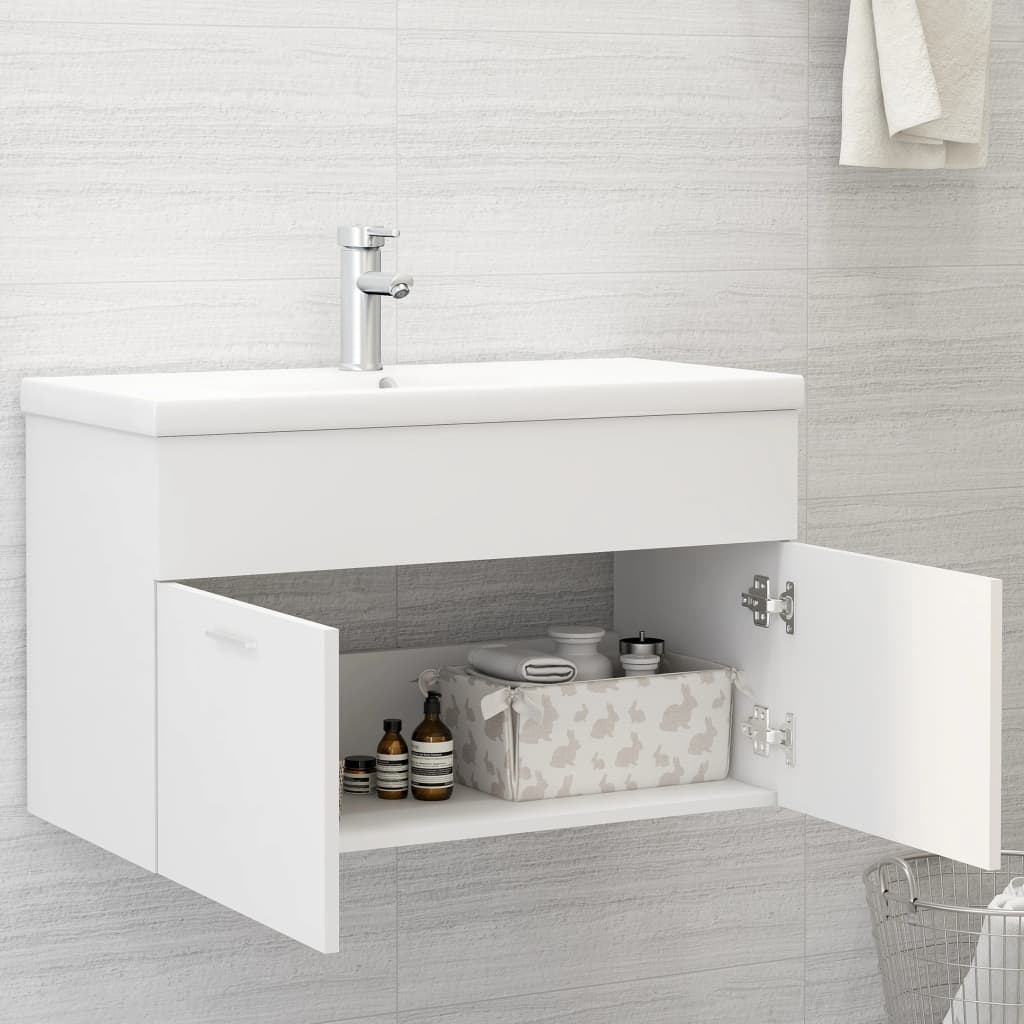 Washbasin Cabinet White 80x38.5x46 cm Wood Material