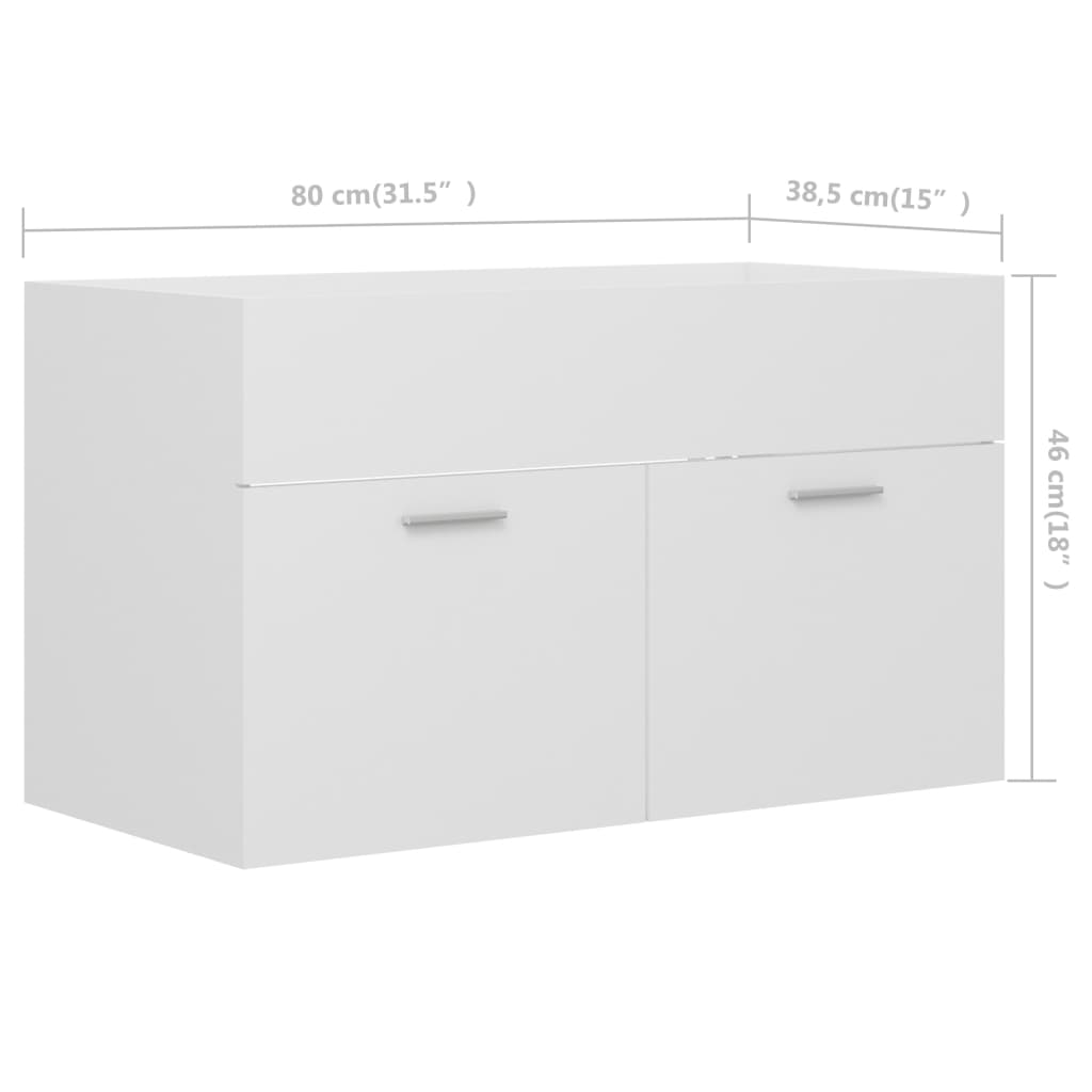 Washbasin Cabinet White 80x38.5x46 cm Wood Material