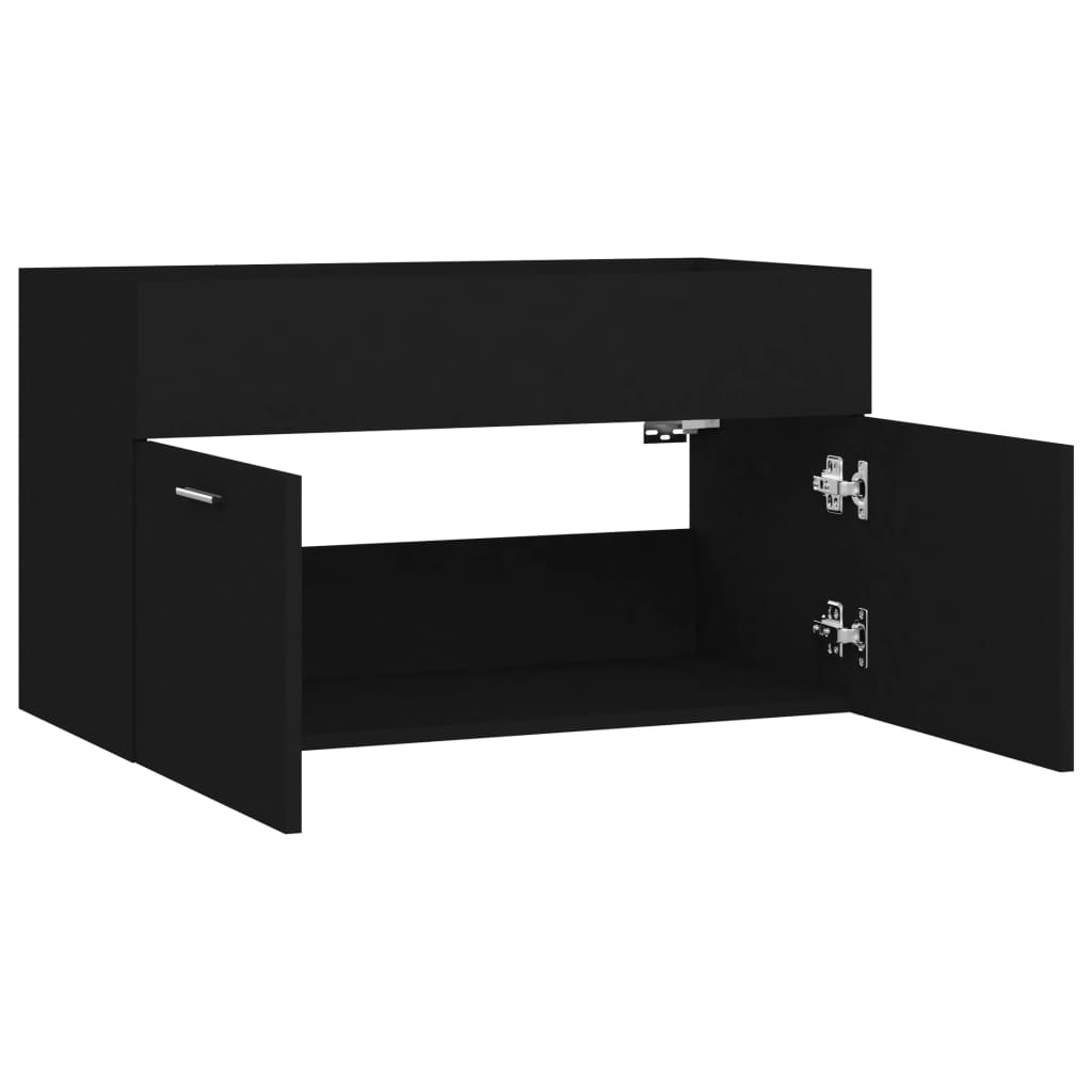 Washbasin Cabinet Black 80x38.5x46 cm Wood Material