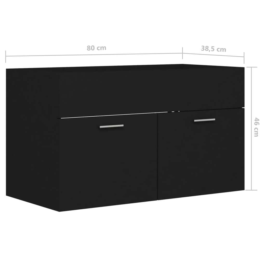 Waschbeckenunterschrank Schwarz 80x38,5x46 cm Holzwerkstoff