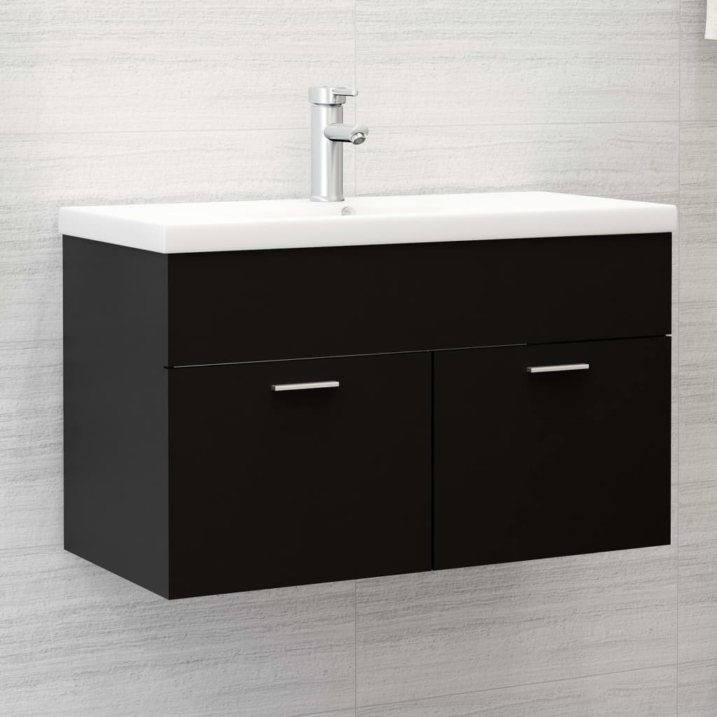 Washbasin Cabinet Black 80x38.5x46 cm Wood Material