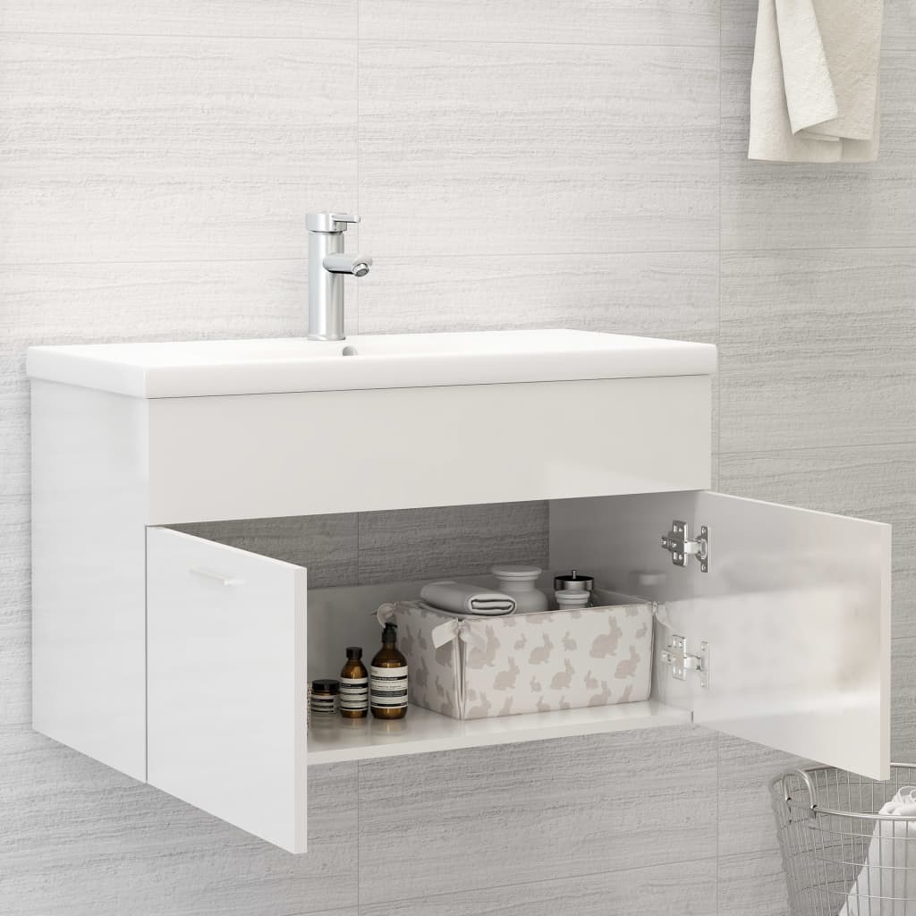 washbasin base cabinet high-gloss white 80x38.5x46cm