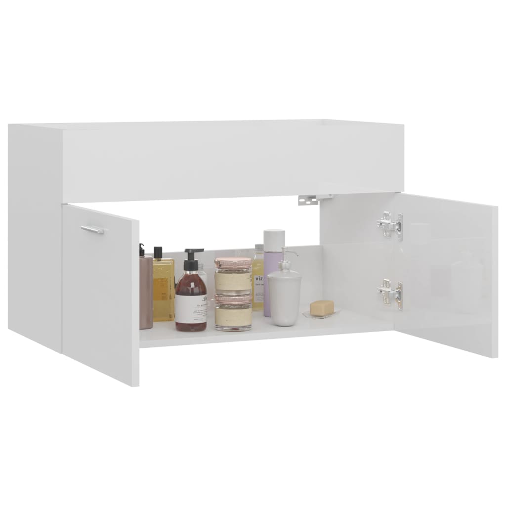 washbasin base cabinet high-gloss white 80x38.5x46cm