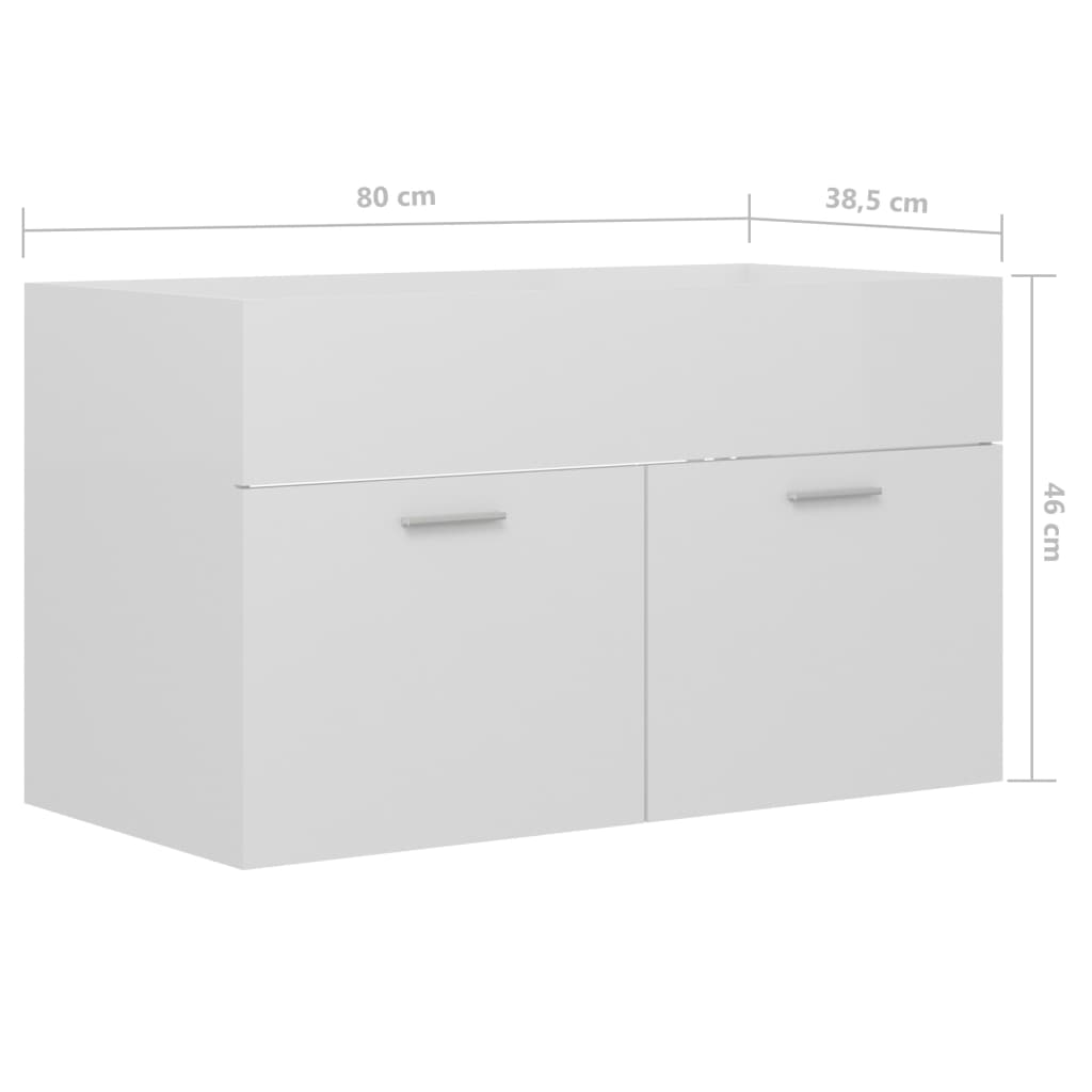 washbasin base cabinet high-gloss white 80x38.5x46cm