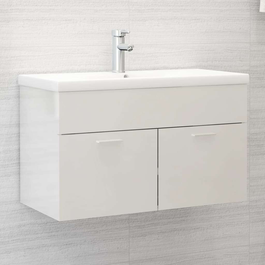 washbasin base cabinet high-gloss white 80x38.5x46cm