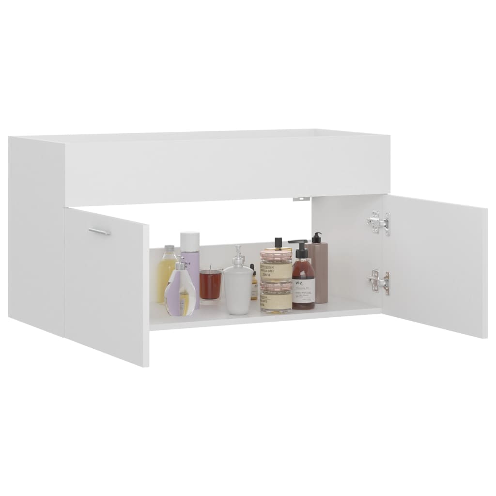 Washbasin Cabinet White 90x38.5x46 cm Wood Material