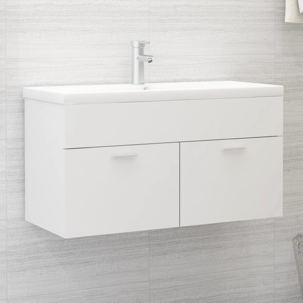 Washbasin Cabinet White 90x38.5x46 cm Wood Material