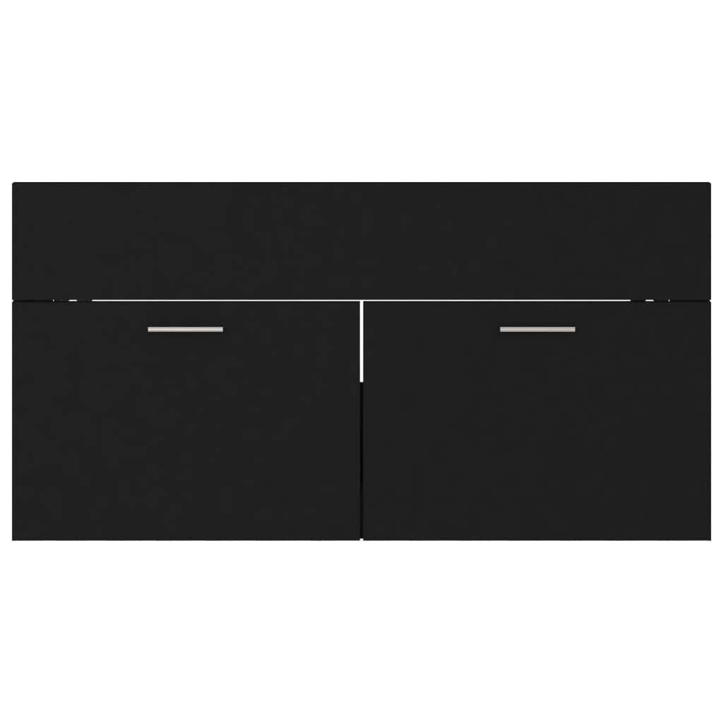 Washbasin Cabinet Black 90x38.5x46 cm Wood Material