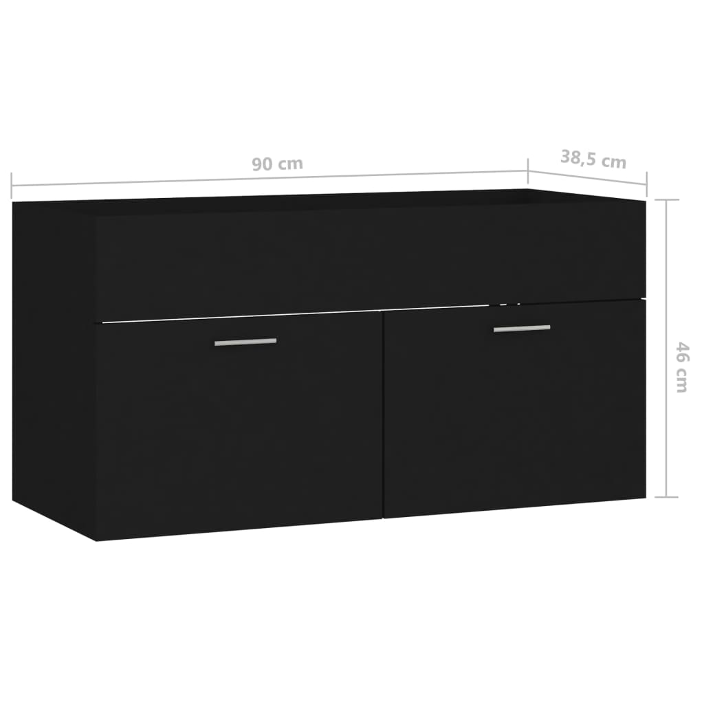 Washbasin Cabinet Black 90x38.5x46 cm Wood Material