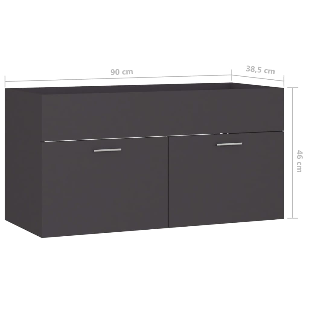 Washbasin Cabinet Grey 90x38.5x46 cm Wood Material