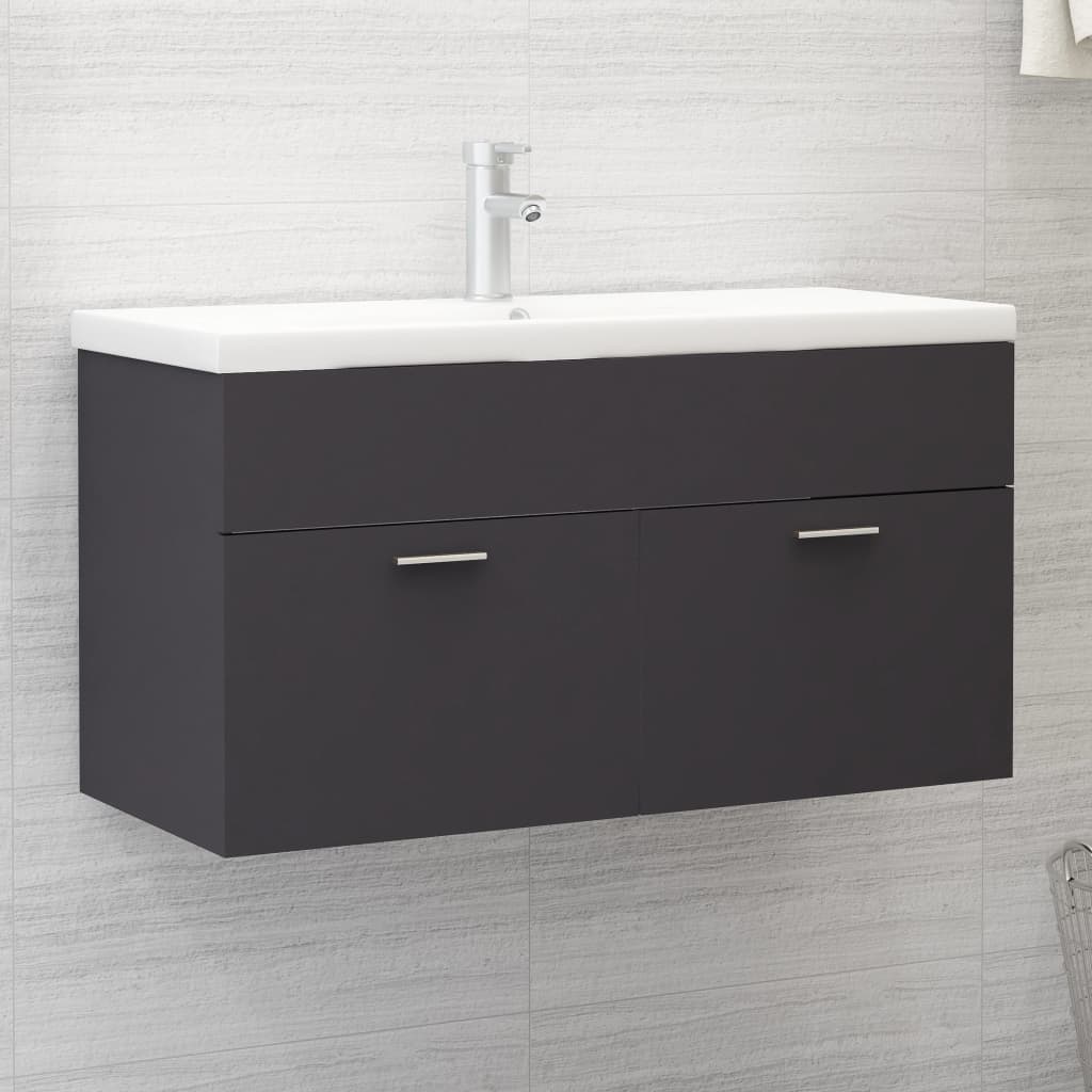 Washbasin Cabinet Grey 90x38.5x46 cm Wood Material