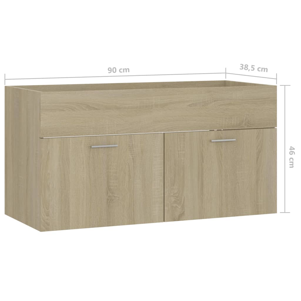 Washbasin base cabinet Sonoma oak 90x38.5x46cm wood material