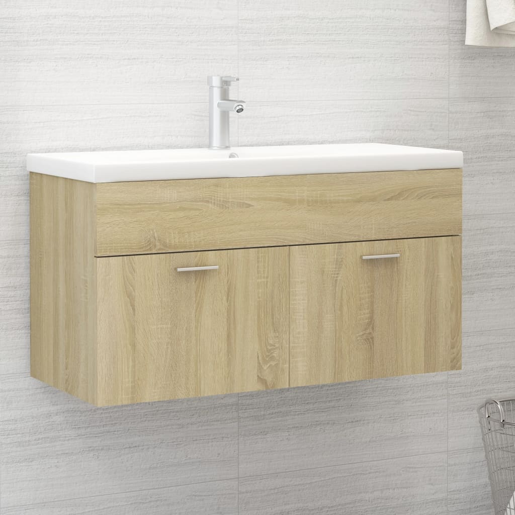 Washbasin base cabinet Sonoma oak 90x38.5x46cm wood material