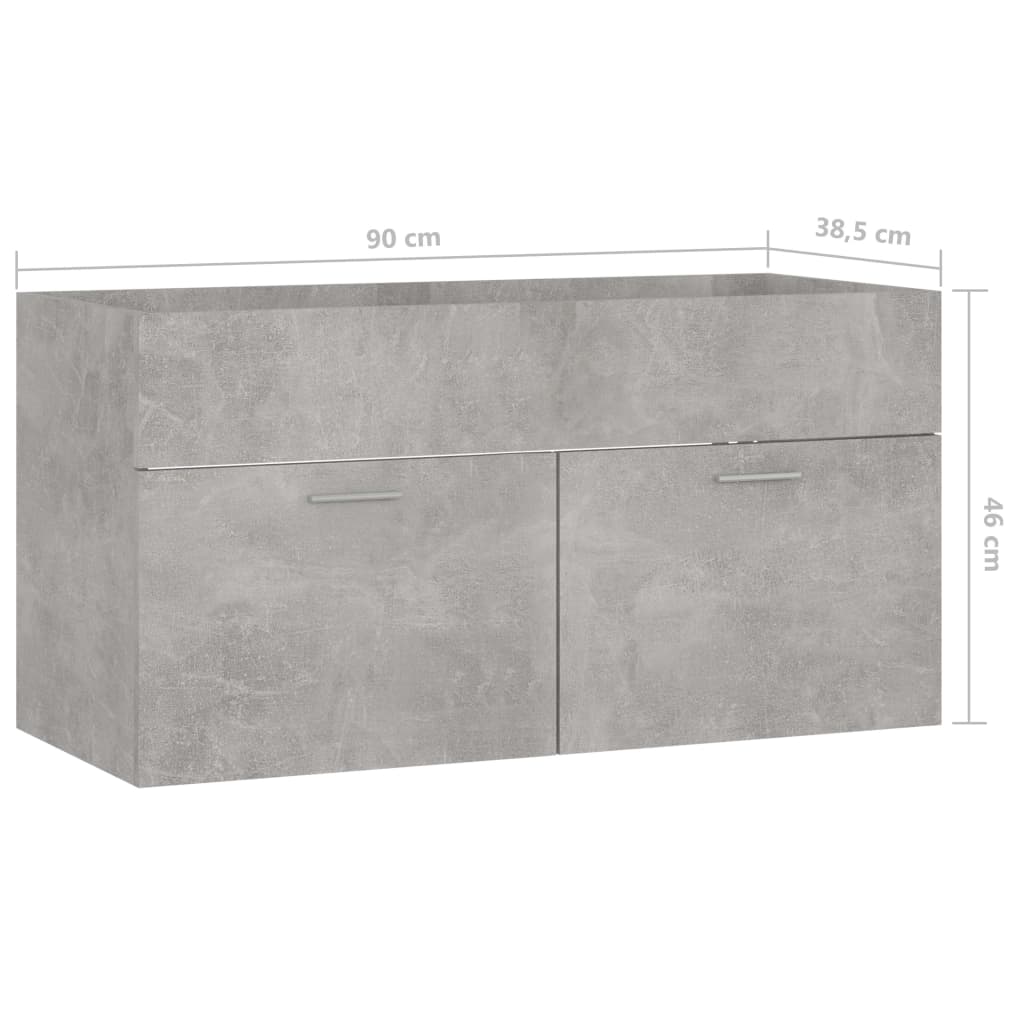 Waschbeckenunterschrank Betongrau 90x38,5x46 cm Holzwerkstoff