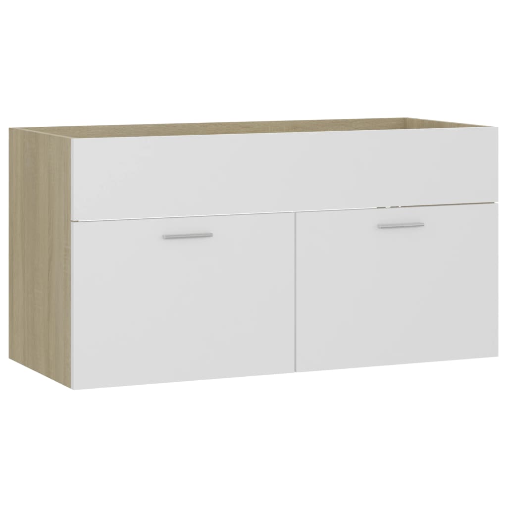 Washbasin Cabinet White Sonoma Oak 90x38.5x46 cm