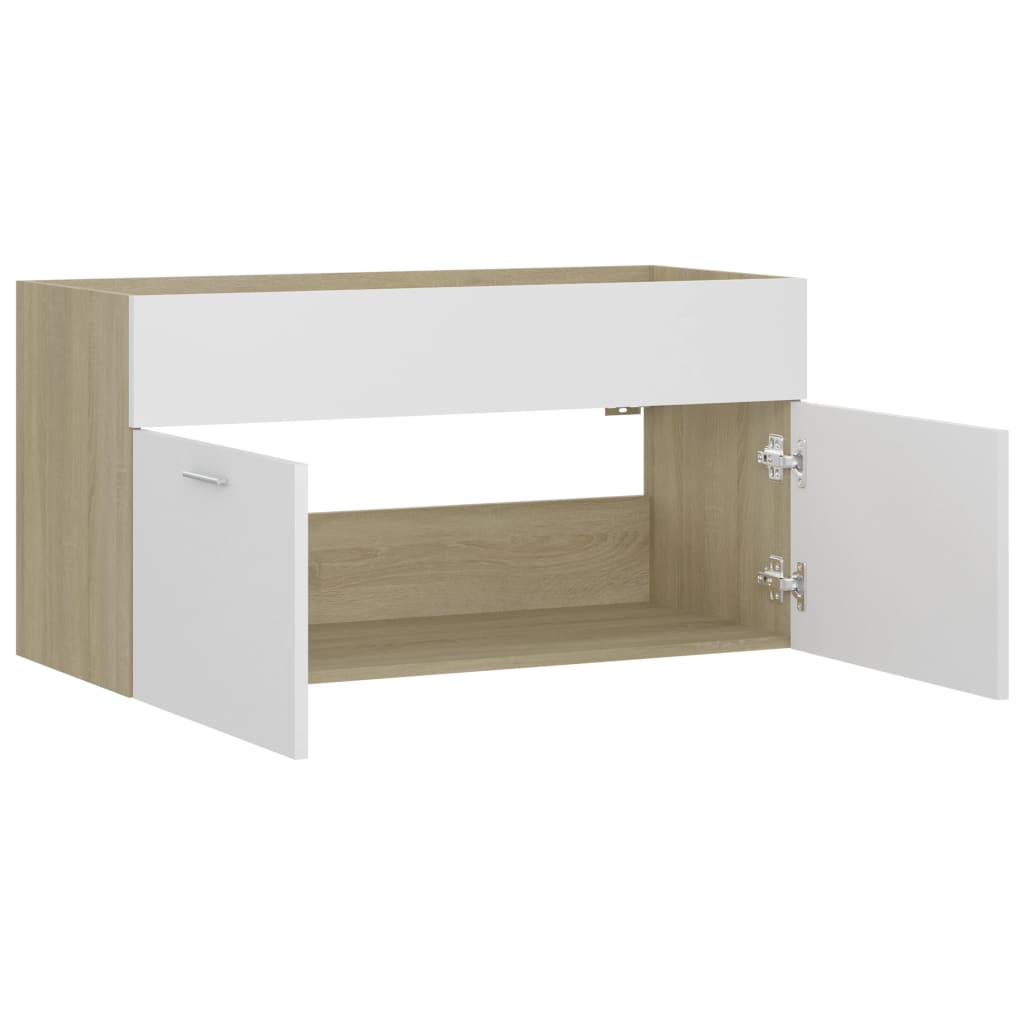 Washbasin Cabinet White Sonoma Oak 90x38.5x46 cm