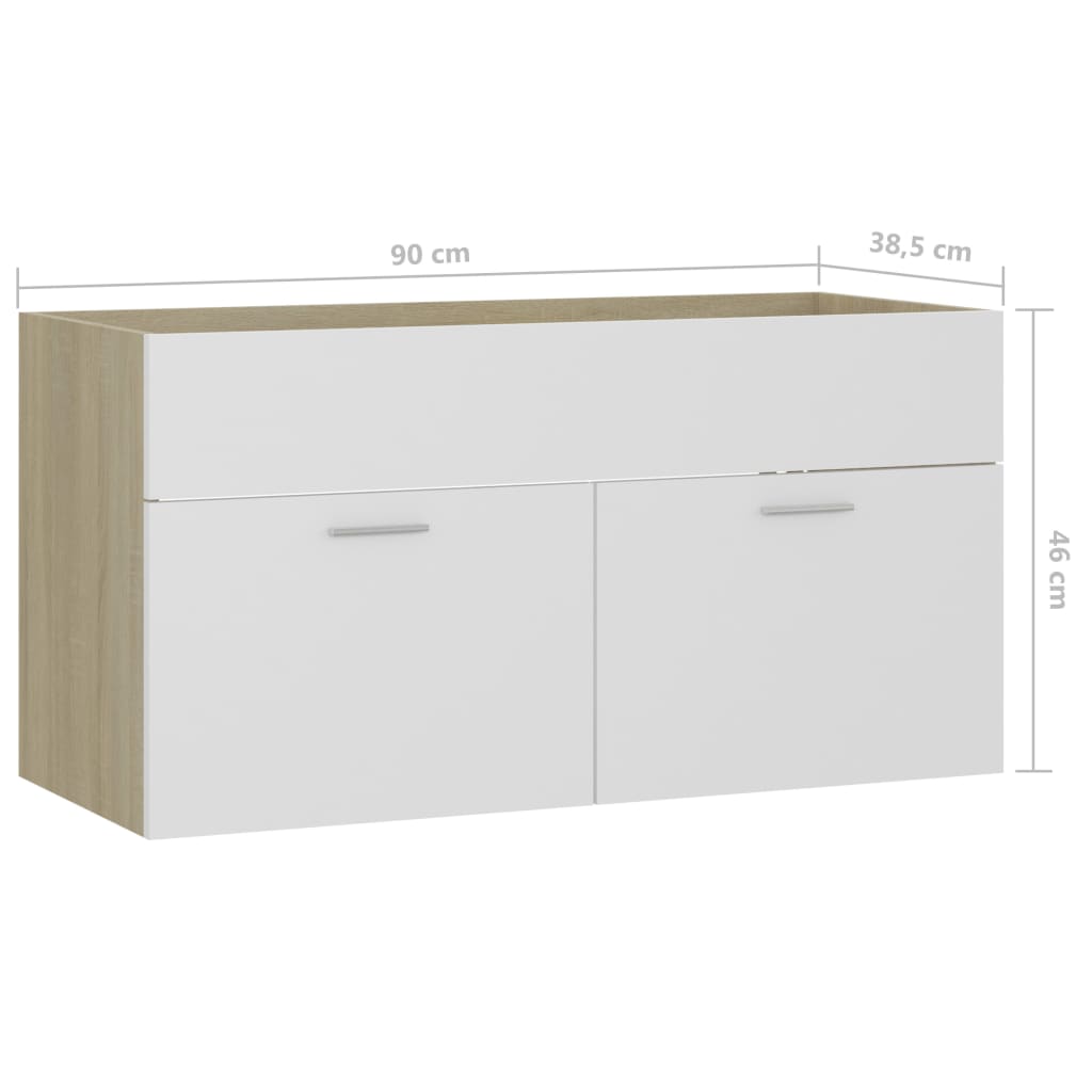 Washbasin Cabinet White Sonoma Oak 90x38.5x46 cm