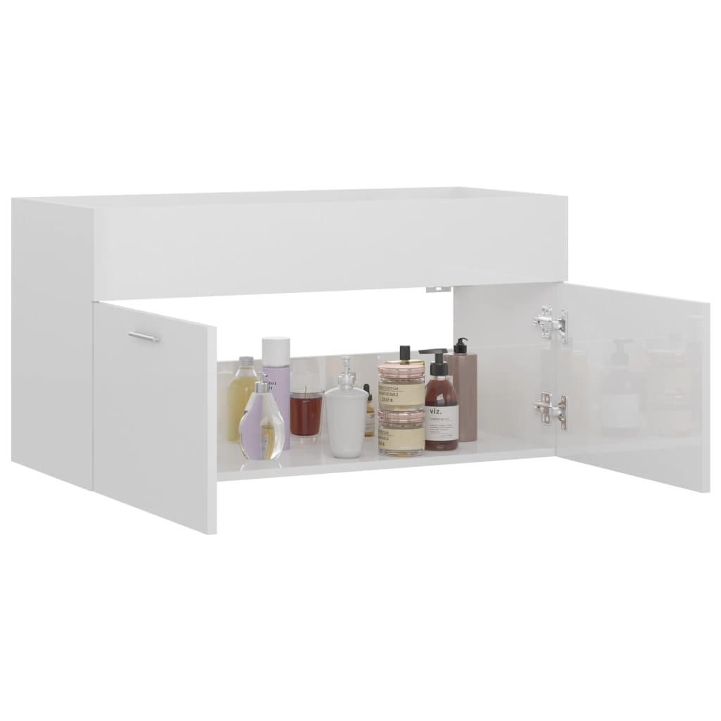 washbasin base cabinet high-gloss white 90x38.5x46cm