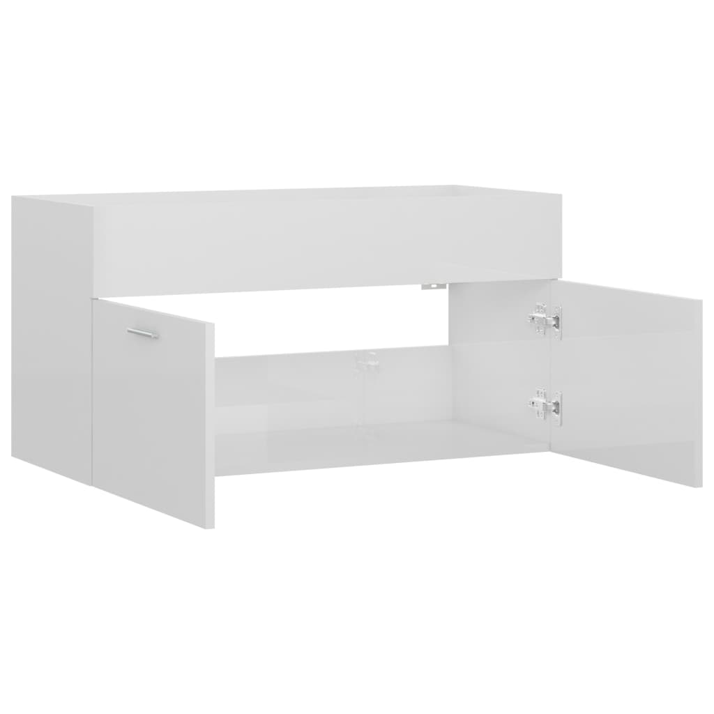 washbasin base cabinet high-gloss white 90x38.5x46cm