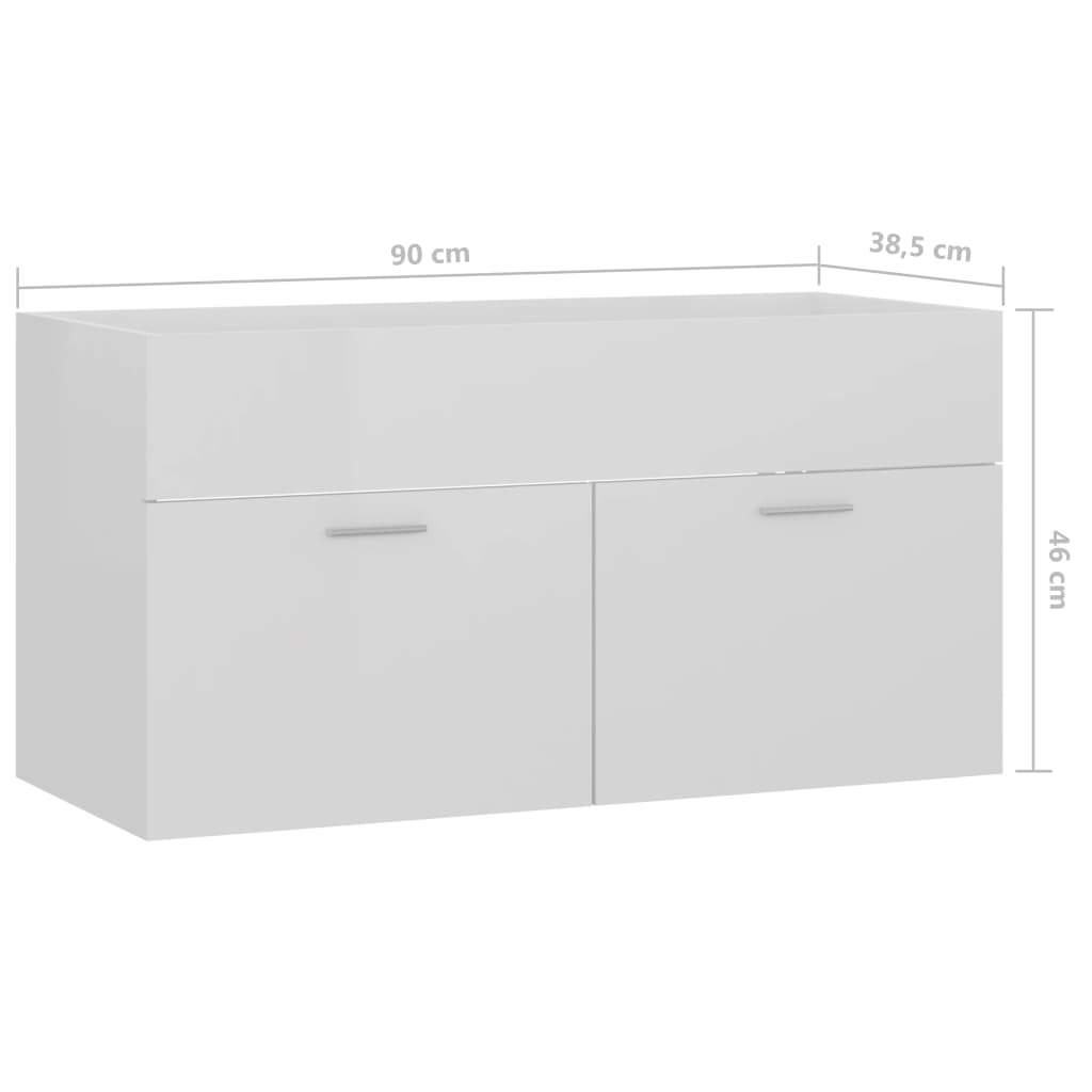 washbasin base cabinet high-gloss white 90x38.5x46cm