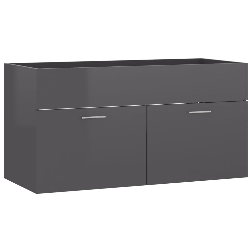 washbasin base cabinet high-gloss gray 90x38.5x46cm