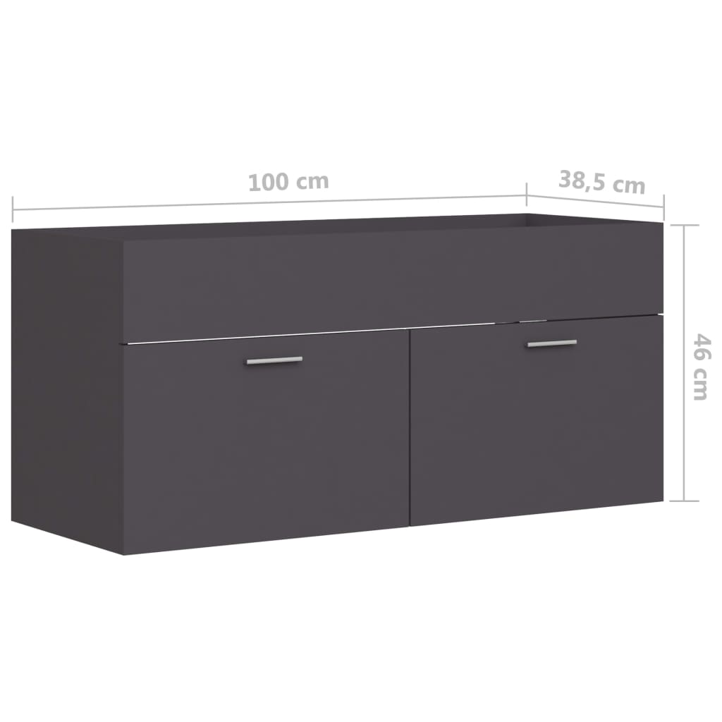 Washbasin Cabinet Grey 100x38.5x46 cm Wood Material