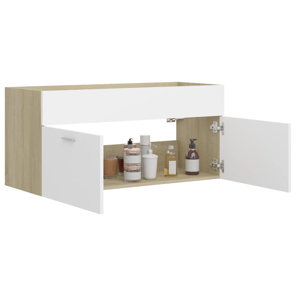 Washbasin Cabinet White Sonoma Oak 100x38.5x46 cm