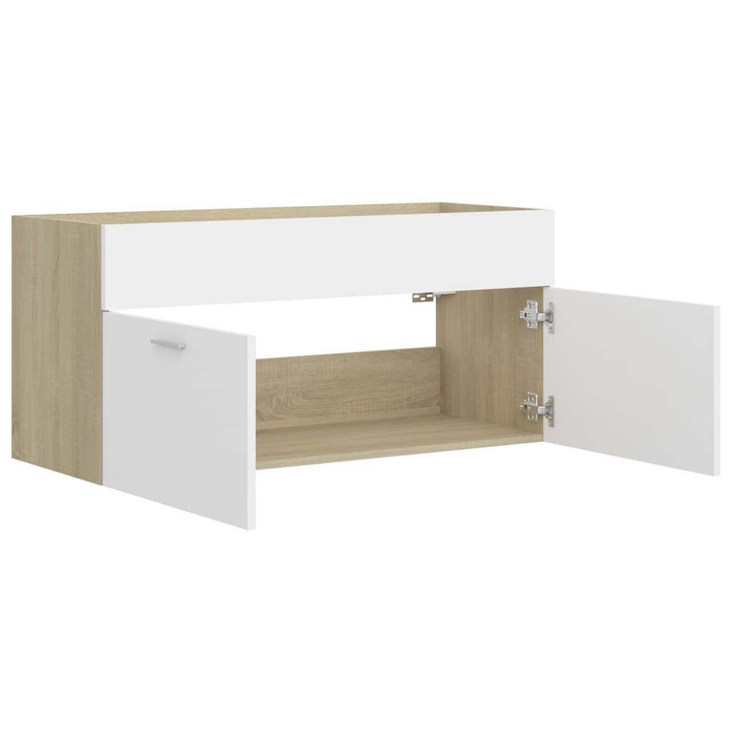 Washbasin Cabinet White Sonoma Oak 100x38.5x46 cm