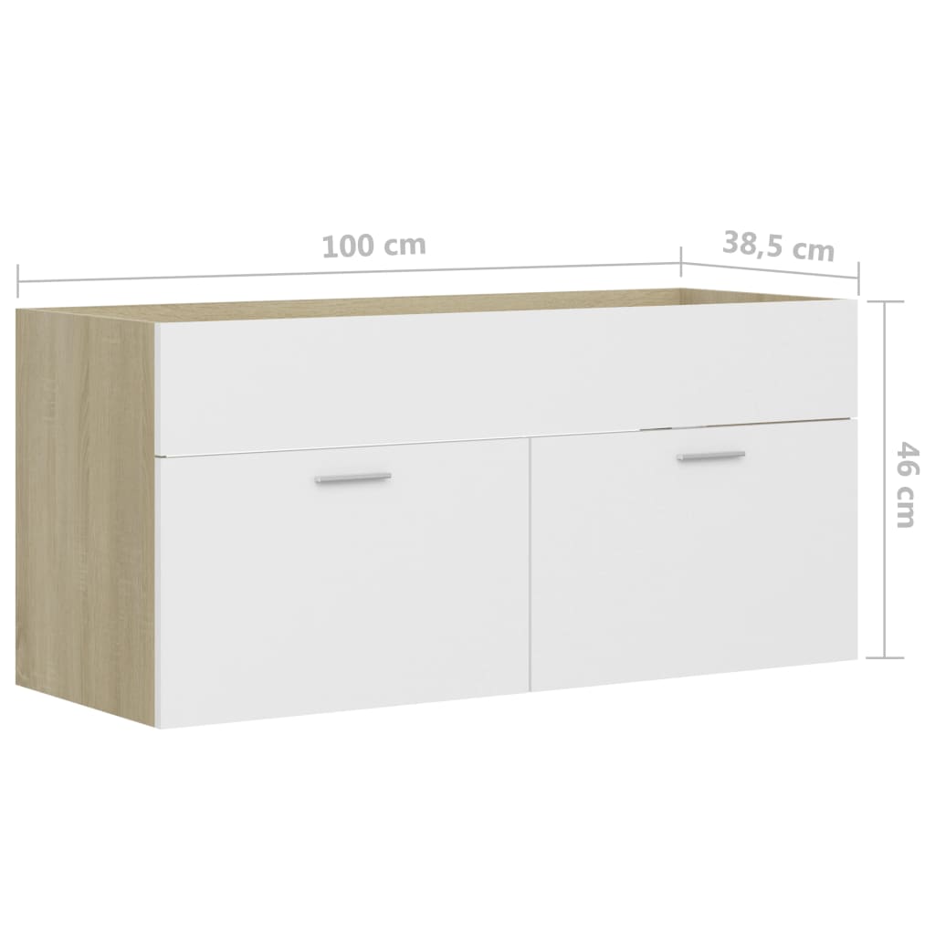 Washbasin Cabinet White Sonoma Oak 100x38.5x46 cm